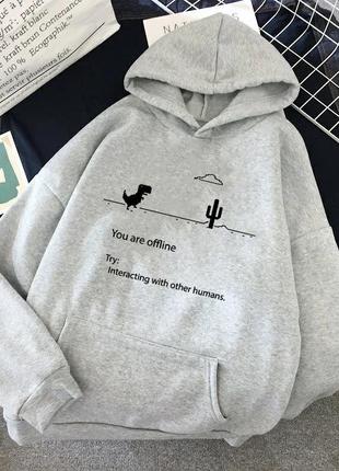 Худи серый динозавр