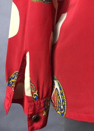 Красная блузка морской принт винтажная рубашка4 фото