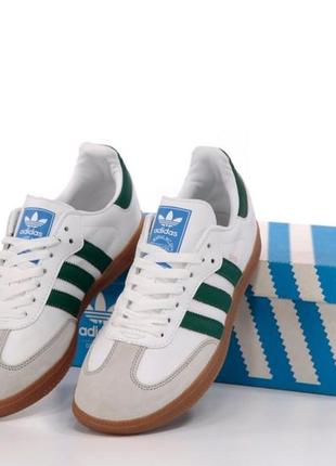 Кросівки шкіряні adidas gazelle(41-45)(біло зелені)