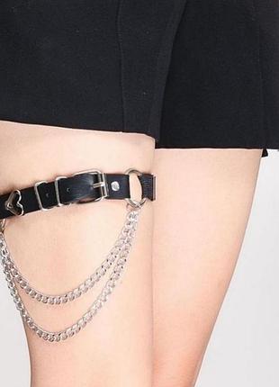 Гартер на ногу портупея з ланцюжком панк