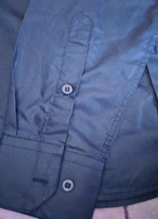 Мужская темно синяя рубашка с отливом4 фото