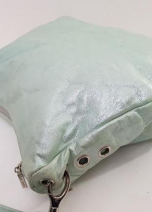 Изумительная кожаная сумка suzy smith мятного цвета с перламутровым напылением5 фото