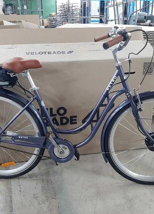 Электровелосипед 28" dorozhnik retro velosteel рама- 350 вт 36 в передний 10ач батарея в сумке, 2022 (синий), l (170-185 см)