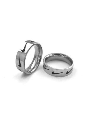 Кольцо найк, перстень nike серебристый нержавеющая сталь