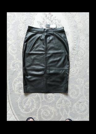 Черная юбка эко кожа2 фото