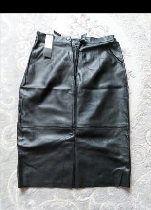 Черная юбка эко кожа3 фото