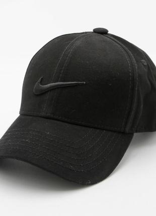 Бейсболка однотонная с логотипом nike, кепка (l/xl) с вышивкой мужская/женская, бейс черный с регулировкой1 фото