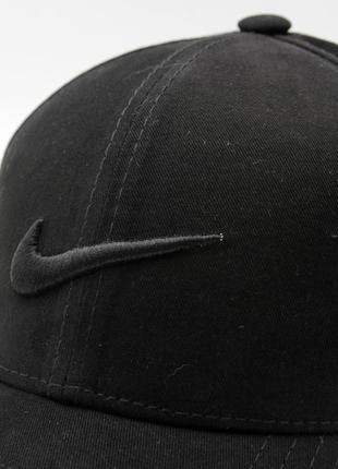 Бейсболка однотонная с логотипом nike, кепка (l/xl) с вышивкой мужская/женская, бейс черный с регулировкой4 фото