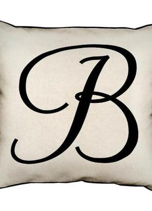 Подушка з мішковини английская буква b 45x45 см (45phb_abc004_wh)