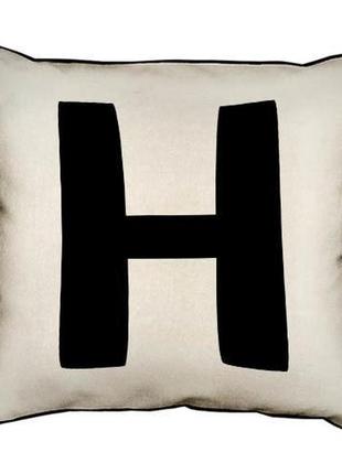 Подушка з мішковини английская буква h 45x45 см (45phb_abc016_wh)