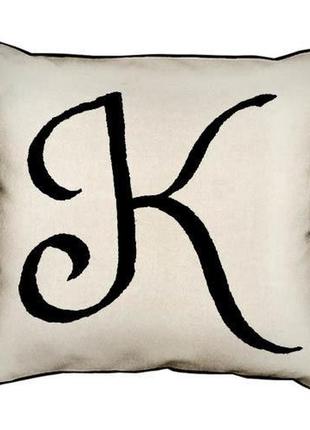 Подушка з мішковини английская буква k 45x45 см (45phb_abc022_wh)