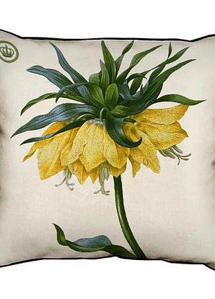 Подушка з мішковини необычный желтый цветок 45x45 см (45phb_bot010_wh)