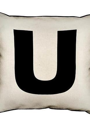 Подушка з мішковини английская буква u 45x45 см (45phb_abc042_wh)