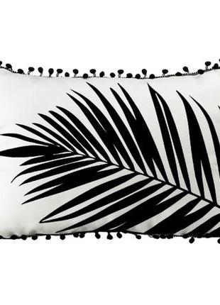 Подушка із мішковини з помпонами папоротник 45x32 см (43phbp_urb007)