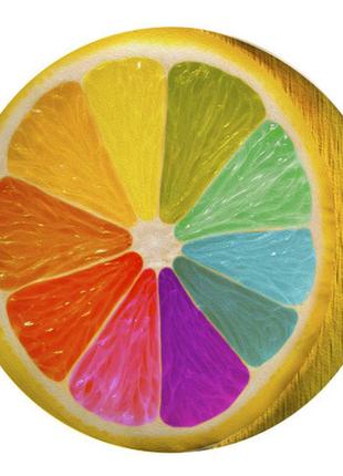 Подушка пуфик круглая радужный лимон 35 см (pp_15m074)1 фото