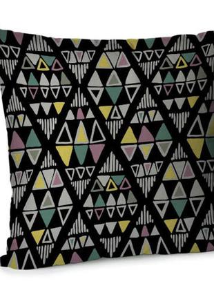 Подушка диванна з оксамиту разноцветные треугольники 45x45 см (45bp_tfl065)