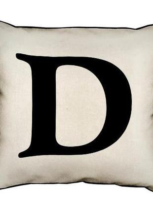 Подушка з мішковини английская буква d 45x45 см (45phb_abc008_wh)