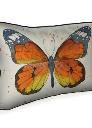 Подушка интерьерная с мешковины бабочка 45x32 см (43phb_aw012_wh)
