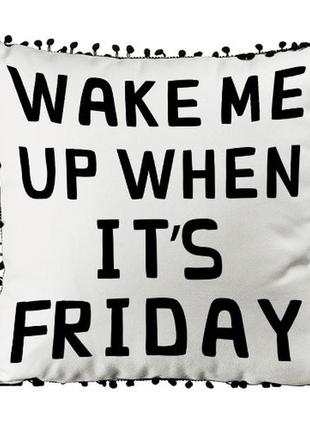 Подушка из мешковины с помпонами wake me up when it`s friday 45x45 см (45phbp_urb009)