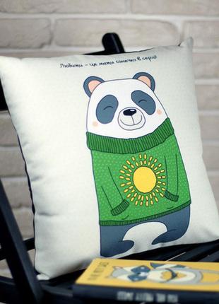 Подушка габардиновая c принтом любити – це мати сонечко в серці! 40x40 (4p_san007)