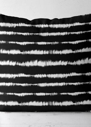 Подушка габардиновая c принтом белый шум на черном фоне 30x30 (3p_casa016)