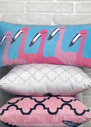 Подушка для дивана бархатная фламинго 50x24 см (52bp_ex006)1 фото