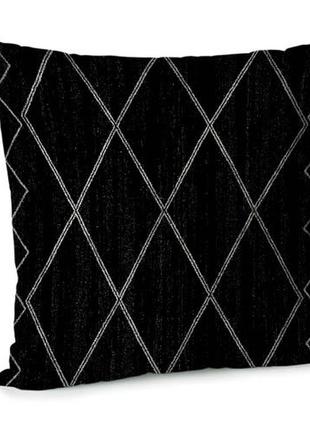 Подушка диванная с бархата черные ромбы 45x45 см (45bp_era017)