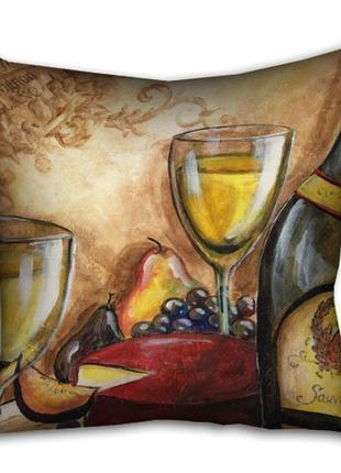 Подушка габардинова з принтом white wine 40x40 (4p_pw041)