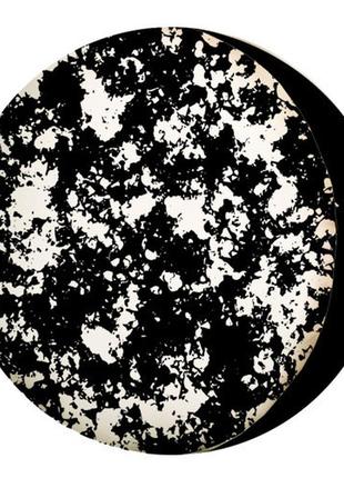 Подушка пуфик круглая белые пятна на черном фоне 35 см (pp_joy001)