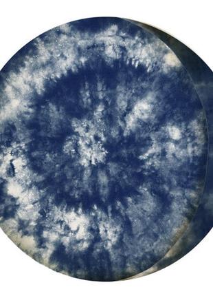 Подушка пуфік кругла сине-белые разводы 35 см (pp_joy007)