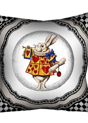 Подушка габардинова з принтом белый кролик 40x40 (4p_won031)1 фото