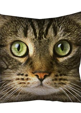 Подушка габардинова з принтом мордочка кота 40x40 (4p_ani019)
