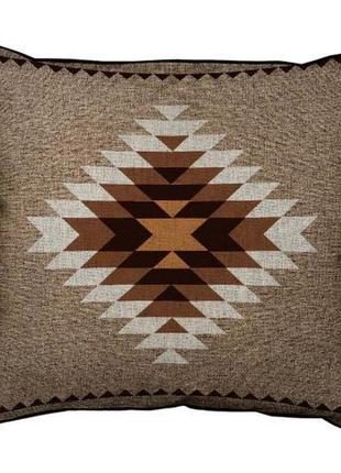 Подушка с мешковины коричневый навахо узор 45x45 см (45phb_fol001_br)