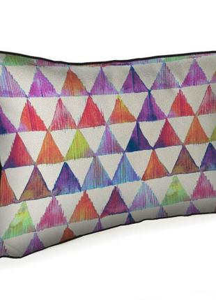 Подушка інтер'єрна з мішковини разноцветные треугольники 45x32 см