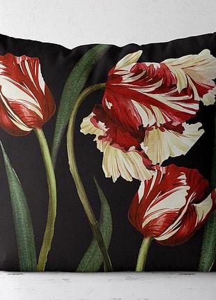 Подушка габардиновая c принтом тюльпаны 50x50 (5p_casa049)