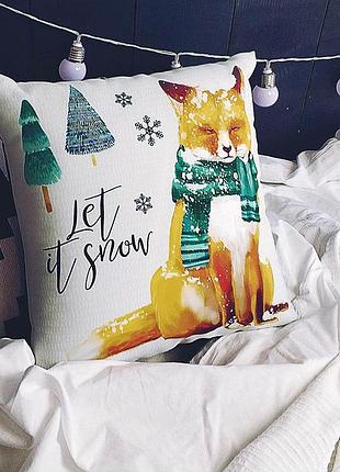 Подушка габардинова з принтом let it snow 40x40 (4p_19ng013)