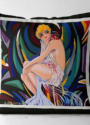 Подушка з принтом габардинова женский образ 50x50 (5p_casa029)