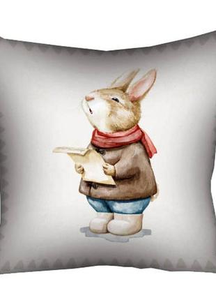 Подушка габардинова з принтом новогодних песенок 30x30 (3p_22ng045)