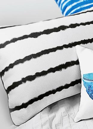 Подушка интерьерная из мешковины черные полосы на белом фоне 45x32 см