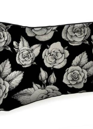 Подушка інтер'єрна з мішковини монохромные розы 45x32 см