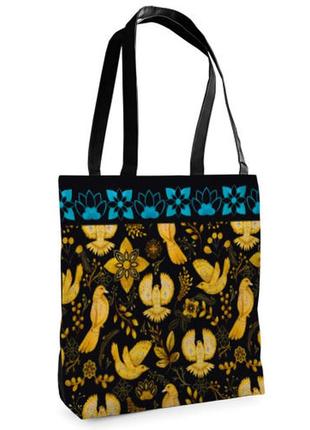 Сумка женская tenderness птички с голубым орнаментом 37x33 см (st_22u020_bl)