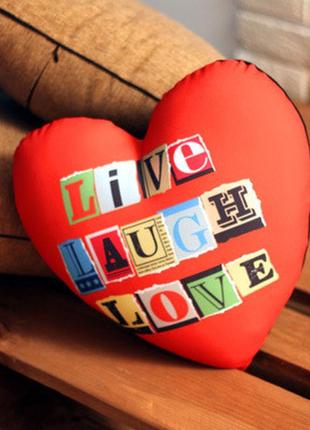 Подушка серце live laugh love 37x37 см (4ps_15l037)