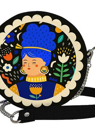 Сумка круглая tablet девушка в украинских цветах (rs_22s046_bl)