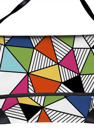 Сумка на плече жіноча pretty разноцветные треугольники (skl_ili009_bl)