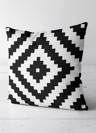 Подушка декоративна soft чёрно-белый геометрический ромб 45х45 см (45pst_casa015)