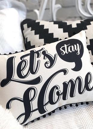 Подушка із мішковини з помпонами let`s stay home 45x32 см (43phbp_21ng002)