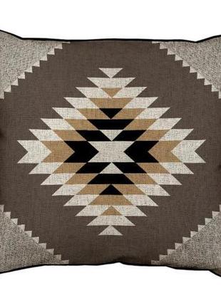 Подушка с мешковины серый навахо узор 45x45 см (45phb_fol005_br)