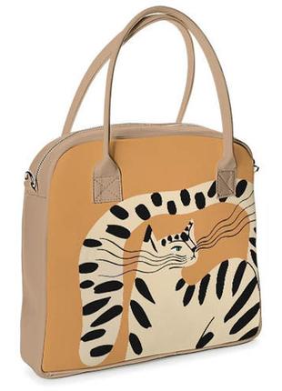 Сумка з принтом oxford полосатая кошка 32x30x9 см (oxf_22s028_or)
