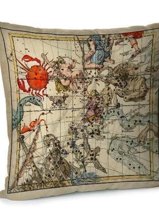 Подушка диванная с бархата карта созвездия 45x45 см (45bp_uni016)