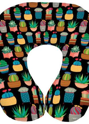 Подушка дорожня кактусы 32x30 см (dop_tfl006)